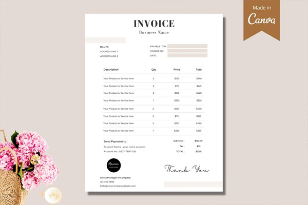 Commercial Business Rental Invoice