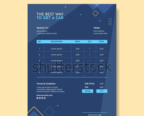Commercial Car Rental Invoice Template