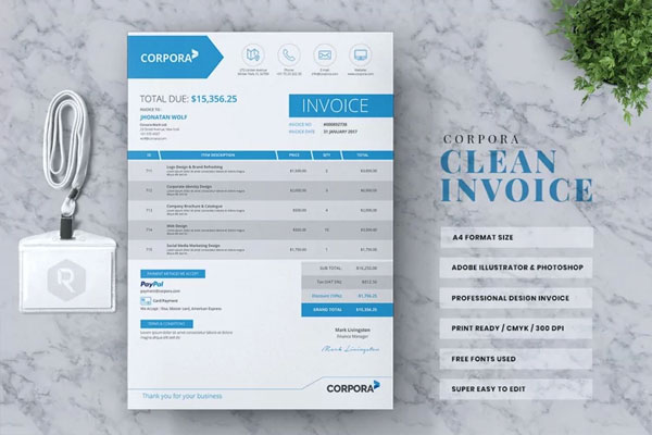 Commercial Clean Business Invoice