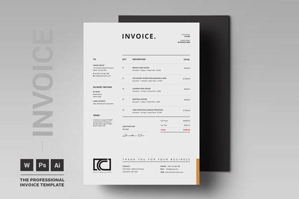 Commercial Cleaning Invoice PSD Template