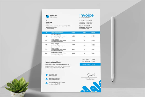 Commercial Company Lease Invoice Template
