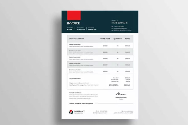 Commercial Export Invoice Design Template
