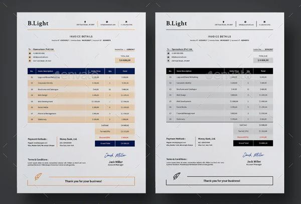Commercial Export Invoice PSD Template