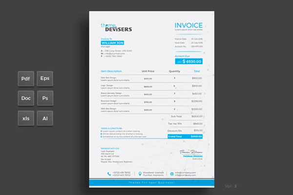 Commercial Lease Invoice Excel Design