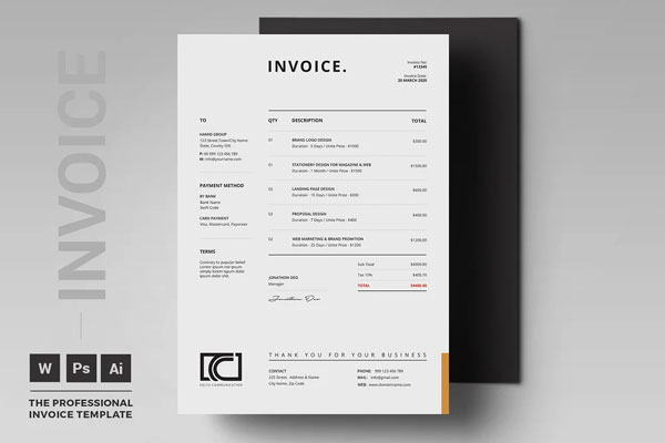Commercial Lease Invoice PSD Template