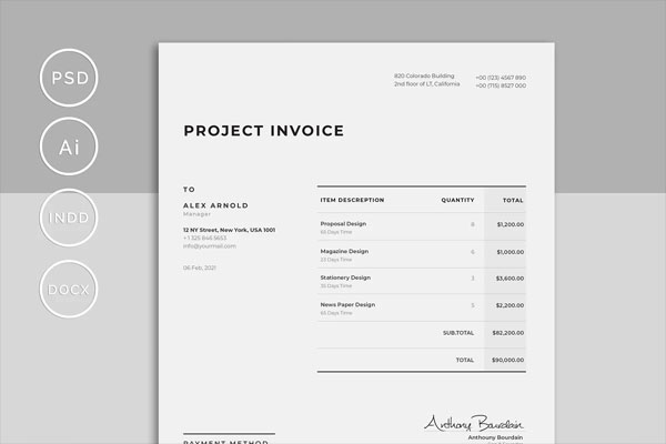 Commercial Project Invoice Template