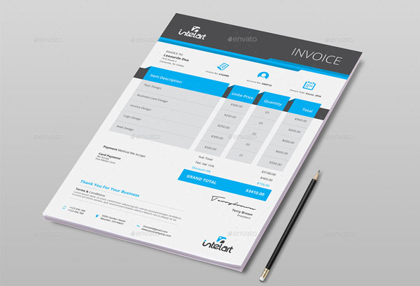 Commercial Rental Invoice A4 Template