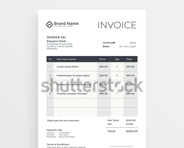 Commercial Rental Invoice Form