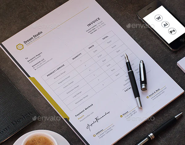 Commercial Rental Invoice PSD Template