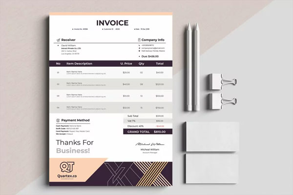 Commercial Rental Invoice Template Design