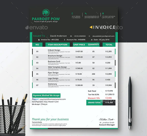 Commercial Sales Invoice Excel Template