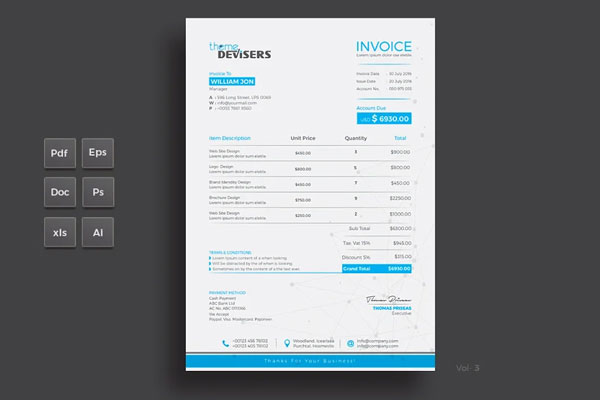 Commercial Sales Invoice PSD Template