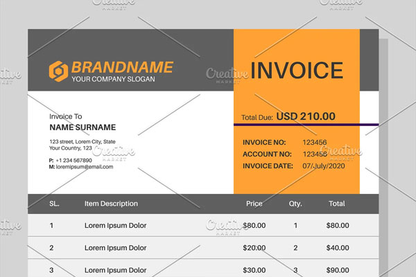 Commercial Work Sales Invoice Template