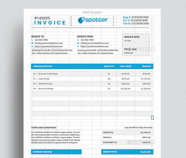 Consultancy Service Invoice Word Template
