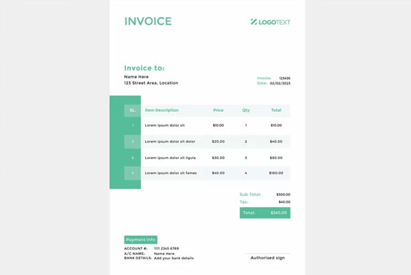 Corporate Rental Invoice Template layout Design