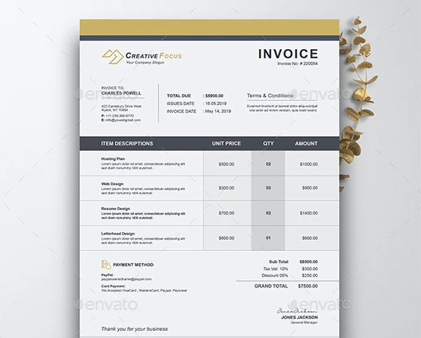 Creative Commercial Lease Invoice Template