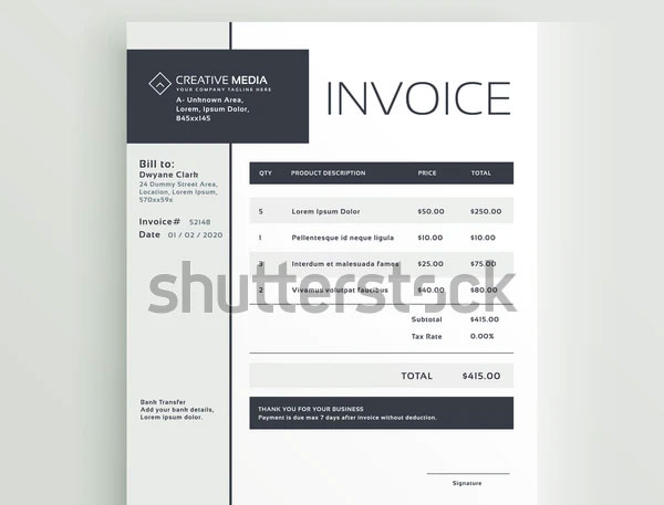 Creative Generic Commercial Invoice Template