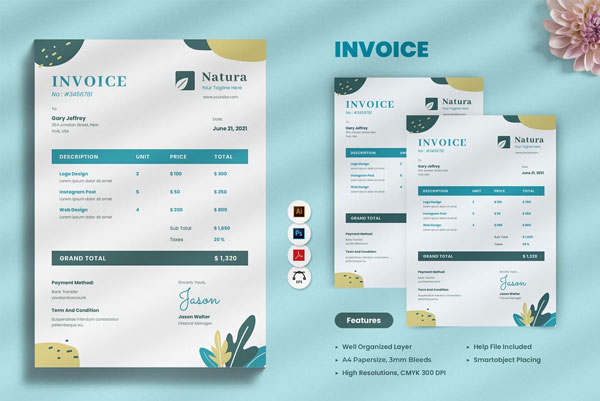 Creative Rental Invoice Template Design