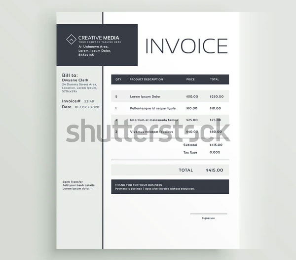Creative invoice Template for Services