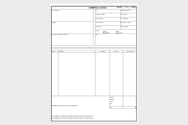 Free Commercial Export Invoice Template