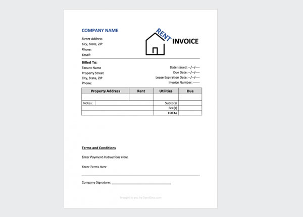 Free Commercial Rental Invoice Template