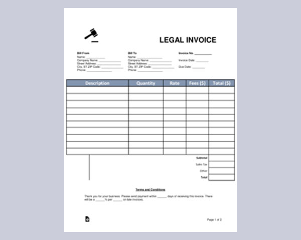 Free Legal Service Invoice Template