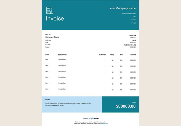 Free Simple Hotel Invoice Template