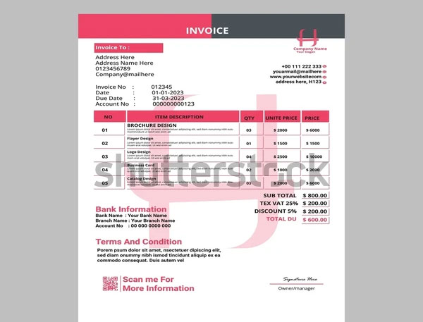 Generic Commercial Invoice Document Template