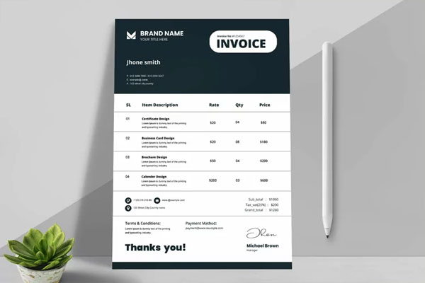 Generic Commercial Invoice Form Template