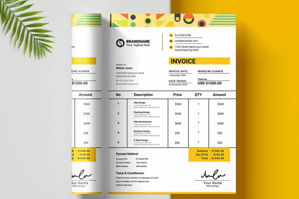Generic Commercial Invoice Template Design