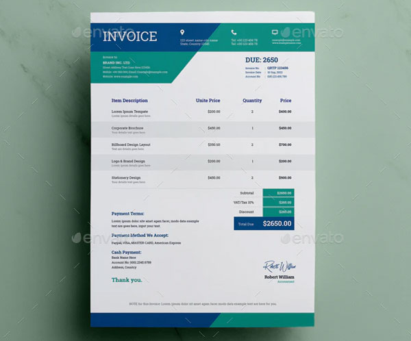 Legal Service Invoice Word Template