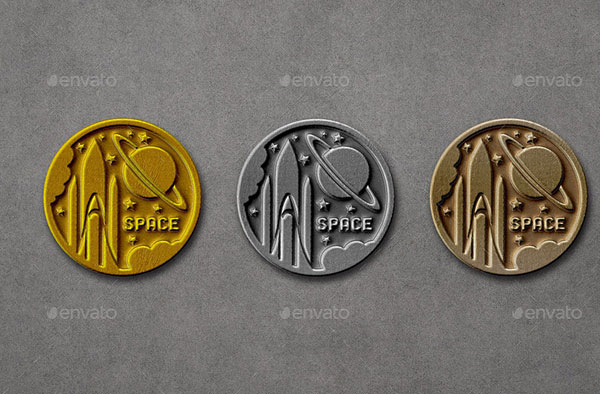 Metallic Pin Badges Mockup