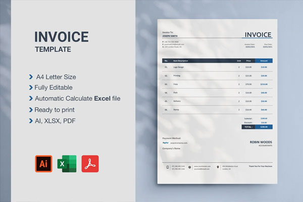 Minimal Commercial Business Invoice Template