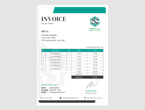 Modern Company Service Invoice Template