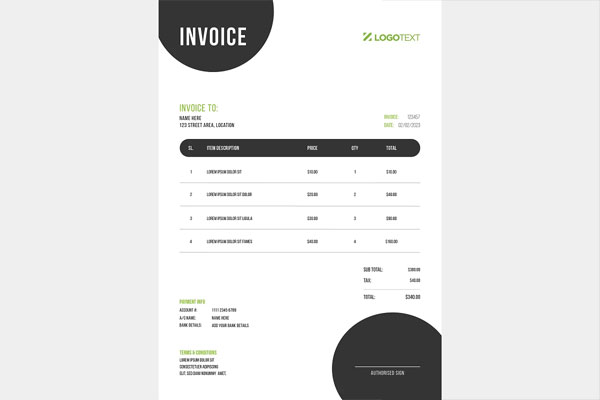 Modern Service Invoice Design Template