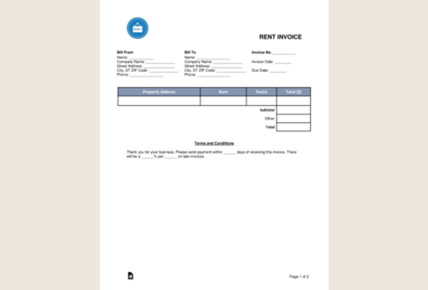 Monthly Rental Invoice Template Design