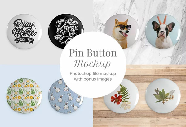 Pin Button Mockup Photoshop Template