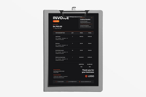 Printable Consultancy Service Invoice Template