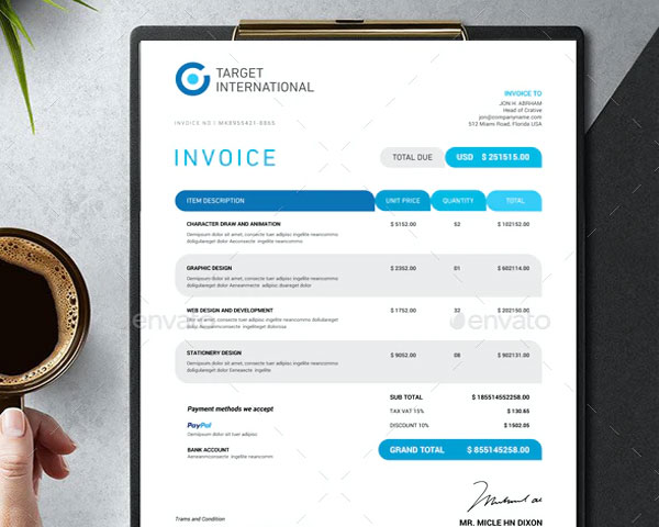 Professional Commercial Cleaning Invoice