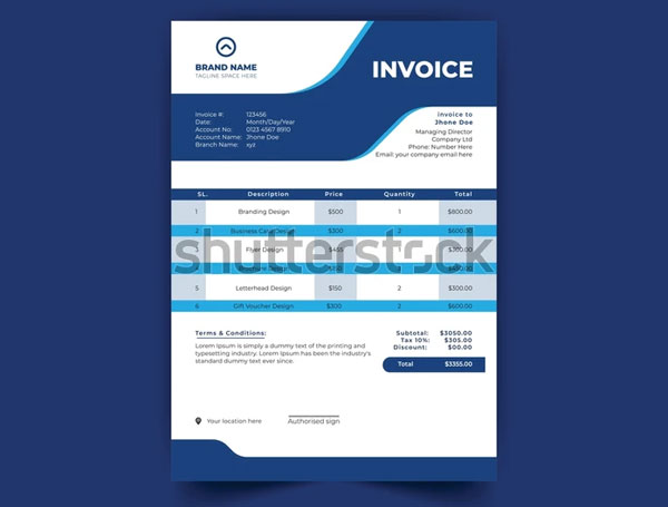 Professional Commercial Lease Invoice Form