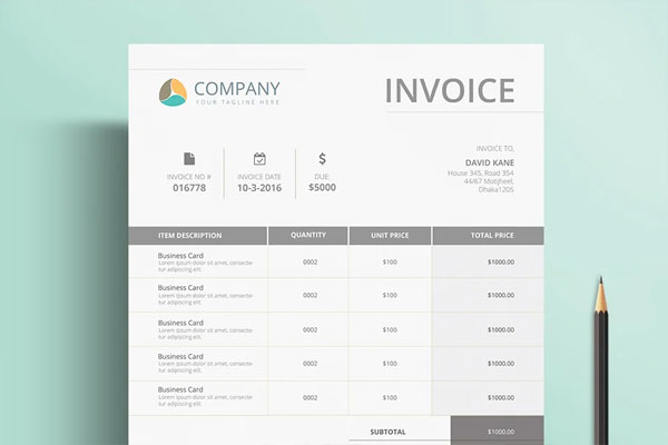 Professional Commercial Sales Invoice