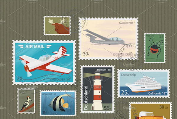 Retro Postage Stamps Collection