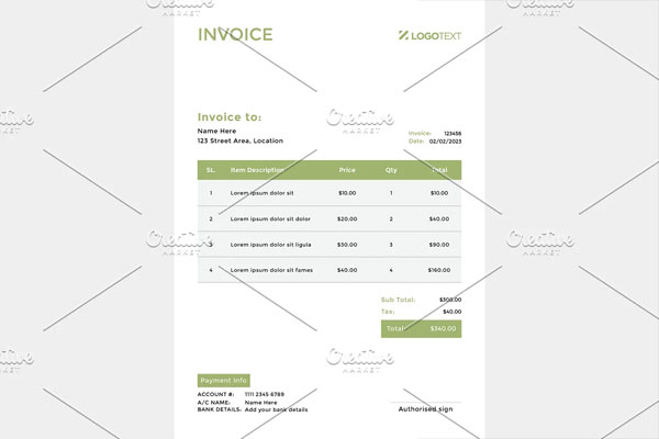 Sample Blank Service Invoice Template