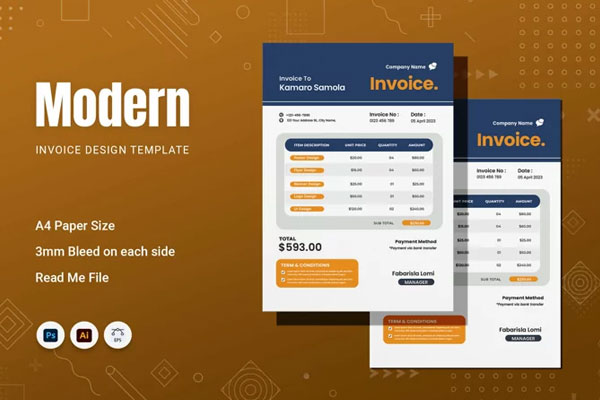 Sample Commercial Rental Invoice Template