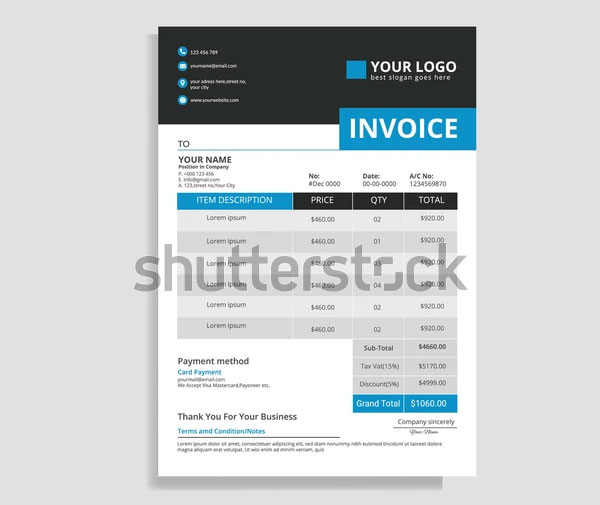 Sample Elegant Service Invoice Template