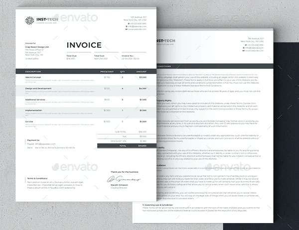 Sample Generic Commercial Invoice Template