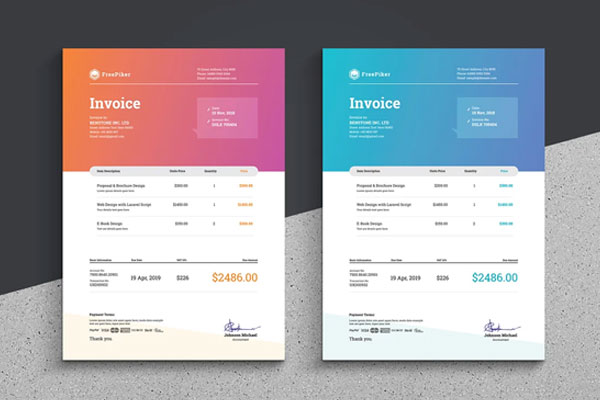 Sample Proforma Invoice with Colorful Header