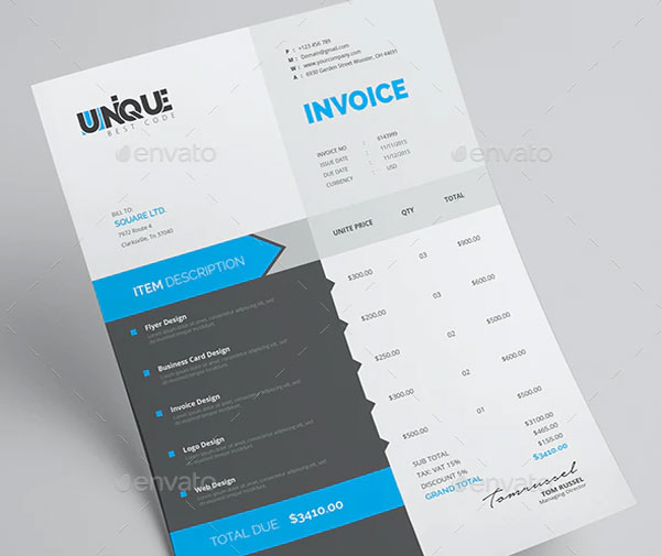 Sample Service Invoice Print Template