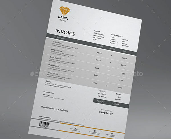 Simple Commercial Business Invoice Template