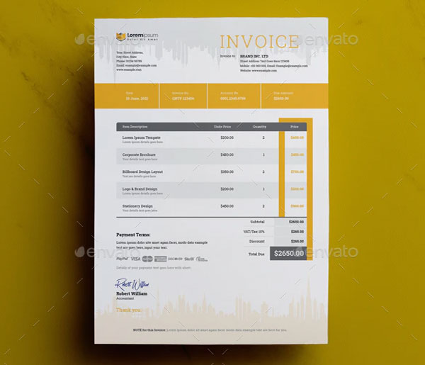 Simple Commercial Cleaning Invoice